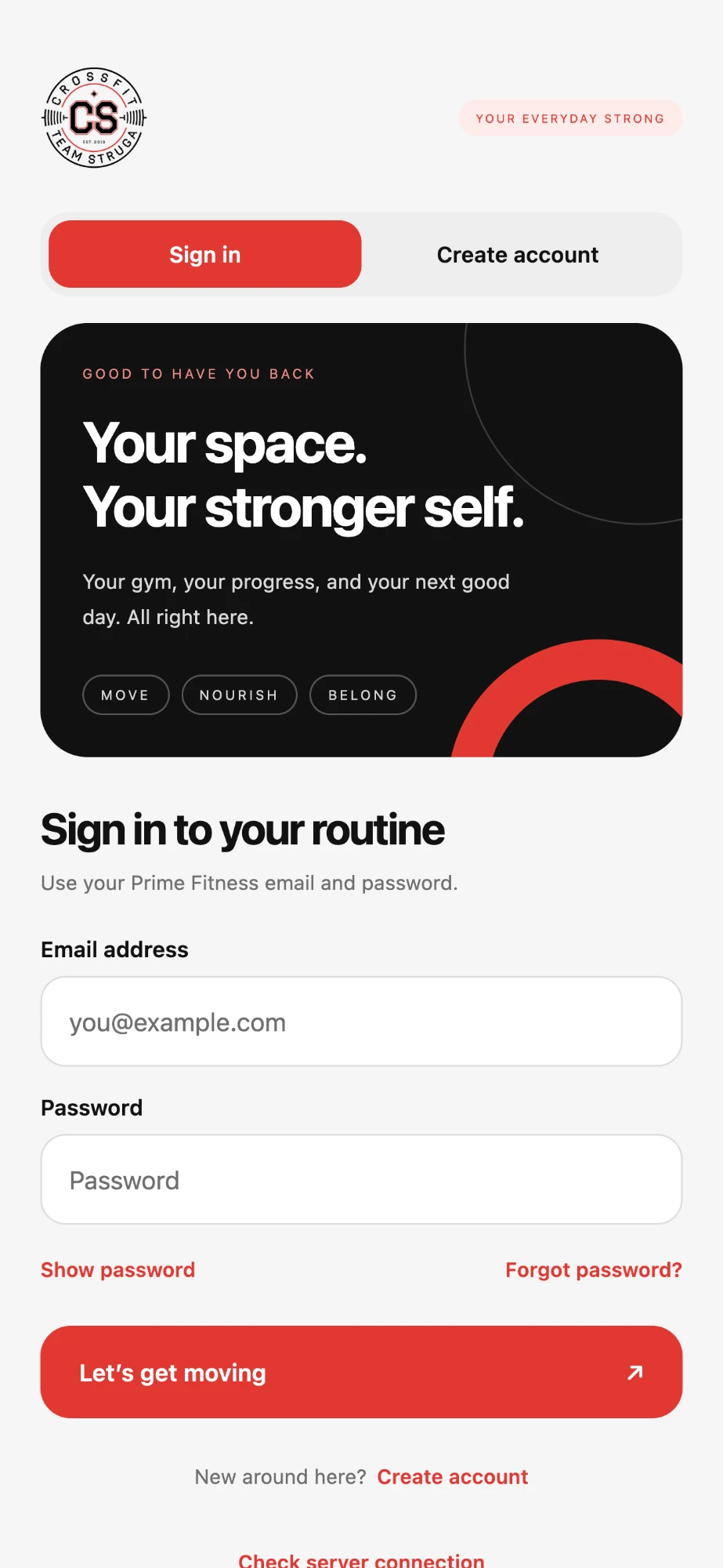 MangoFit app — sign in screen